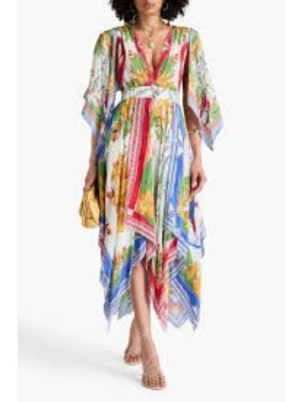G-1. Farm Rio Draped Bead Embellished Crepe De Chin Maxi Dress Medium